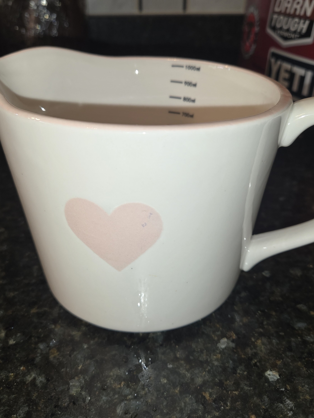 Ceramic Measuring Pitcher with Pink Heart Accent